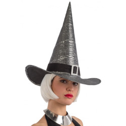 Stříbrný čarodějnický klobouk metalic